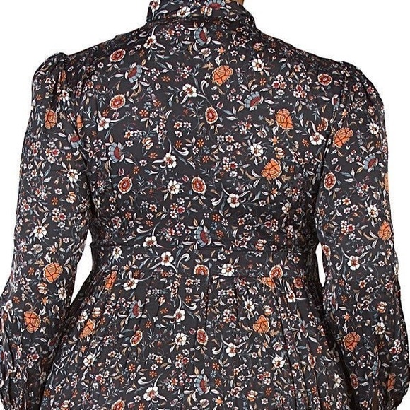 Dalia Macphee | Dresses | Nwtdalia Macphee Dark Floral Long Sleeve Midi ...